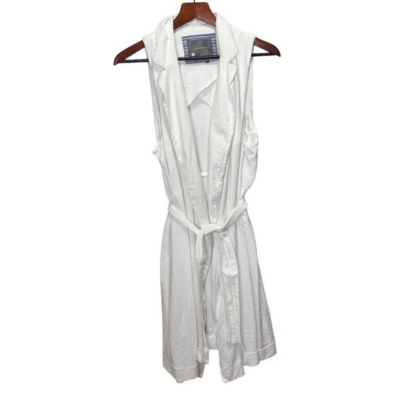 Anthropologie White TIe Front Tunic Vest Size Medium Large - Picture 2 of 14